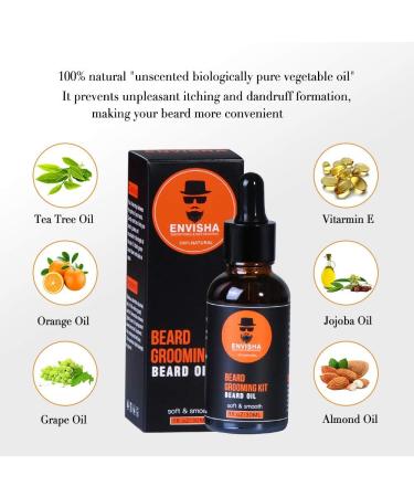 Sweet Carrot Beard Care Set for Men Includes Beard Balm Oil Stencil Brush Comb Travel Bag & Box Perfect Gift for Grooming - Buy Online on SooperMarket.com