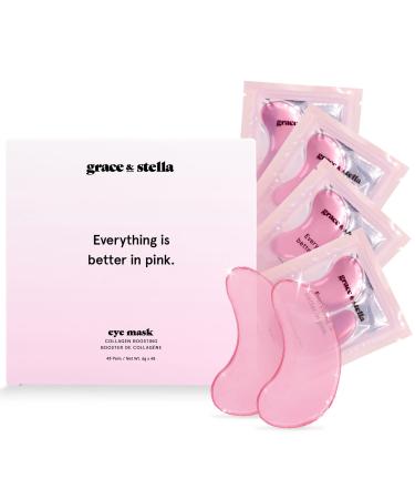 Eye Wrinkle Pads & Patches with Hyaluronic Acid for Dry Under Eyes (48 Pairs  Pink) Gel Under Eye Masks to Reduce Dark Circles  Puffy Eyes  Undereye Bags  Wrinkles Vegan Cruelty-Free- grace and stella