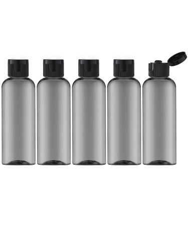TOUREAL 100ML travel bottles set with flip cap (5 pieces) empty donor plastic bottle set filling bottles for cosmetics with funnel (black)