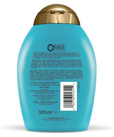 OGX Argan Oil of Morocco Sulfate Free Shampoo for Dry Hair 385ml (Pack of 2) Blue 385 millilitre (Pack of 2) - Buy Online on SooperMarket.com