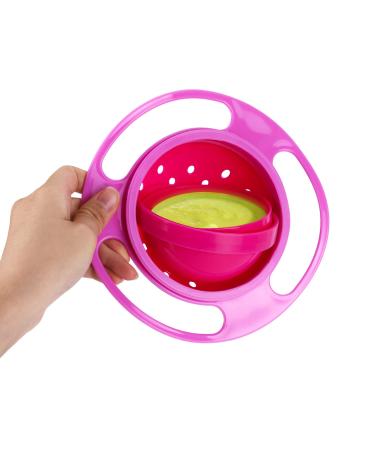 ueslwser 360 Degrees Gyro Bowl Unspillable Snack Toddler Bowl Universal Anti Spill Bowl Magic Bowl for Babies Kids Pink