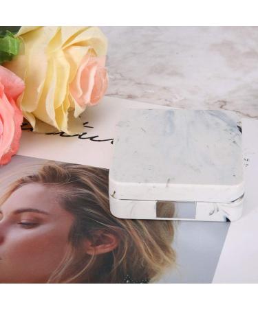 Wifehelper Square Contact Lens Container with Mirror - Stylish Marble Outer Box & Golden Glass Holder for Color Contacts - Perfect for Travel & Shower - Buy Online on SooperMarket.com