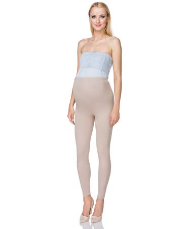 SOFTSAIL Maternity Leggings Pregnancy Pants Cotton Trousers with Belly Support Over Bump High Waisted Stretchy Soft Women Maternity Clothes Pregnancy Wear 20 Beige