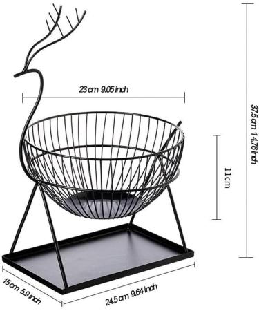 Kitchen Countertop Fruit Rack Fruit Basket Metal Deer Figurine Fruit Basket Fruit Bowl Metal Wire Vegetable Bowl Mesh Countertop Fruit Holder Bowl for Kitchen Counter Gold Black Fruit Trays (Color : - Buy Online on SooperMarket.com