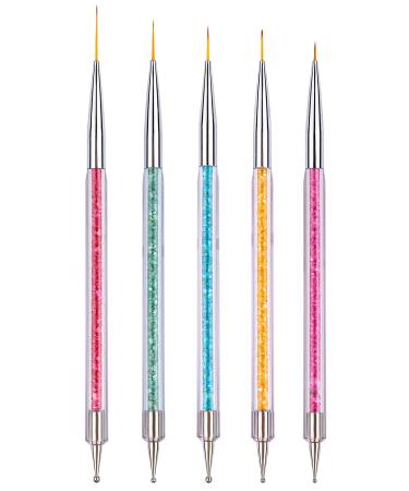 5 pieces nail art liner brush nail art dotting pen ebanku nail brush set dotting pin brushes acrylic-ended nail art painting nail art brush set nail art dotting tool