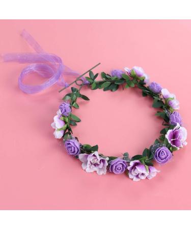 KALLORY Purple Flower Crown Headband for Bridesmaids & Flower Girls - Buy Online on SooperMarket.com