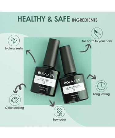 BOLASEN Gel Base and Top Coat(2x8ML) No Wipe Gel Top Coat and Nail Base Coat Long Lasting Base and Top Coat for Nail Art Glossy Shine Gel Nail Top Coat Soak Off Top and Base Coat Easy DIY 16 ml (Pack of 1) - Buy Online on SooperMarket.com