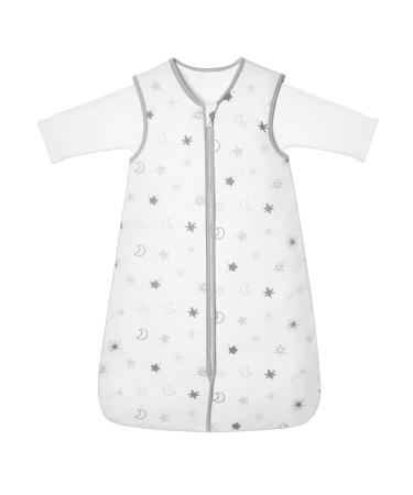 Lictin Baby Sleeping Bag 3-6 Months 100% Cotton TOG 2.5 Sleeveless Sleep Sack with 1.0TOG Long-Sleeve Onesie All-Season Unisex Swaddle Wearable Blanket with 2-Way Zipper for Baby Infant Toddler