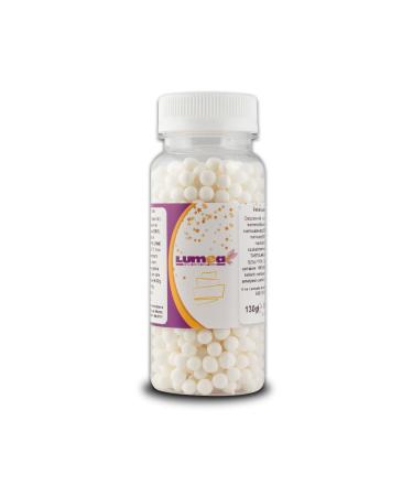 Dekozauber24 Sugar Pearls edible 7mm 80g 17 colours sprinkles glitter pearls mix for cupcakes cakes decoration (White)