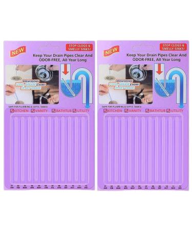 Drain Cleaner Drain Sticks Drain Cleaner and Deodorizer Sticks for Dains As Seen On TV Drain Clog Remover Sink Disposable Drain Stix for Clogs Remover Eliminating Smelly Odor(lavender) purple