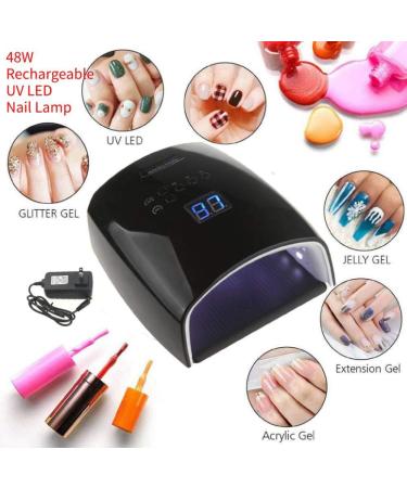 Rechargeable Cordless UV LED Nail Lamp 66W - Gel & Regular Polish Dryer | 5 Timer Settings, Automatic Sensor, LCD Display - Black - Buy Online on SooperMarket.com