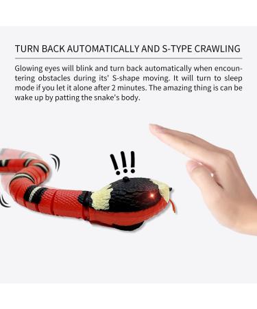 Smart Sensing Snake Cat Toy | Rechargeable & Realistic S-Shaped Moving Toy for Cats | Escape obstacles, Electro-Sensing Technology | Red - Buy Online on SooperMarket.com