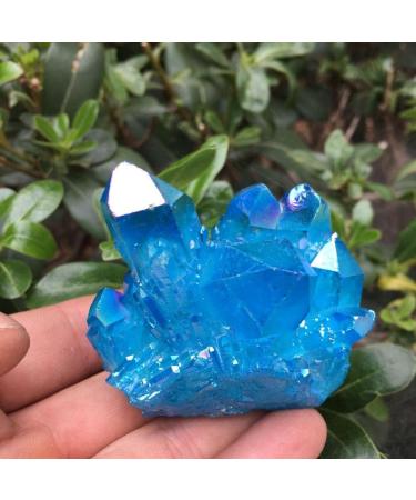 Natural Crystal Rough Sky Blue Flame Water Ring Quartz Crystal Rainbow Bismuth Silicon Cluster - Buy Online on SooperMarket.com