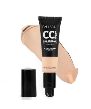Palladio Full-Coverage Color Correction CC Cream Oil-Free with Peptides & Vitamin C Best for Correcting Redness and Uneven Skin Tone Buildable Foundation Coverage (Fair 10C) 25.70 g (Pack of 1) Fair 10C