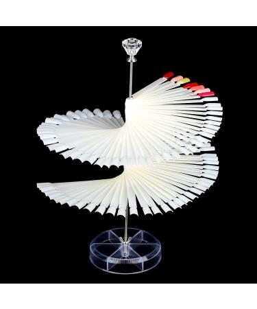 BNG Nail Color Wheel Display 120pcs Nail Display Tips Nail Art Polish Colour Chart Professional Fan-shaped Square Sticks Nail Pops Palette Color Card Board Salon Tool With Spiral Stand Fan Shape Style