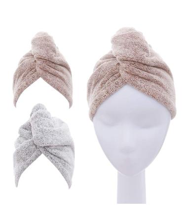 Shop M-bestl Hair Towel Turban - Quick-Dry Microfiber Towels (2 Pack) in Star Gray & Star Pink | Perfect for Fast Hair Drying - International Shipping Available - Buy Online on SooperMarket.com
