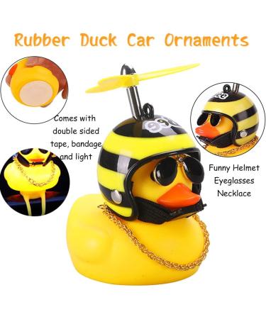 2Pcs Yellow Duck Car Ornaments - Squeeze Duck Dashboard Decorations with Propeller Helmet - Wonuu Rubber Duck Bicycle Horns for Fun and Safety - Buy Online on SooperMarket.com