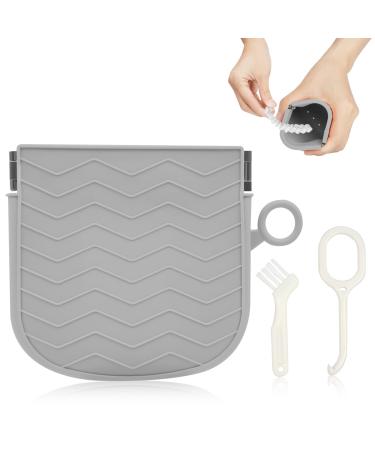 Silicone Retainer Case Portable Braces Case with Vent Holes Slim Portable Orthodontic Dental Retainer Box for Women Men Kids Travel Suitable for Aligner Denture Mouth Guard Grey