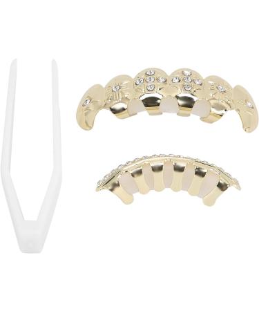 Hip Hop False Teeth Set Reusable Unfading Electroplated Halloween Festival Decoration Brace (Red) - Buy Online on SooperMarket.com