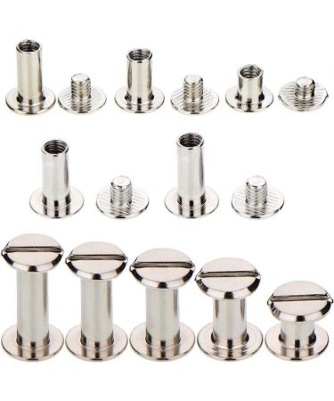 100 Sets Screw Post Metal Chicago Screws Binding Screw Leather Screw Nail Rivet Button Solid Belt Tack Screw (Silvery  1/4  3/8  1/2  9/16 11/16 Inches) - Buy Online on SooperMarket.com
