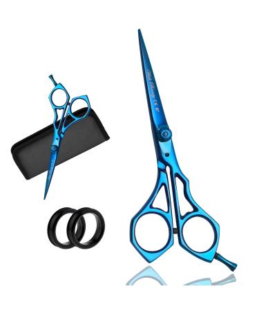 Glamified Glam Blue 6'' Hairdressing Scissors Professional Hairdressers Scissors Barber Scissors for Hair Cutting RightHand Hair Cutting Scissors Sharp Blades Hair Scissors for Women Men & Kids.