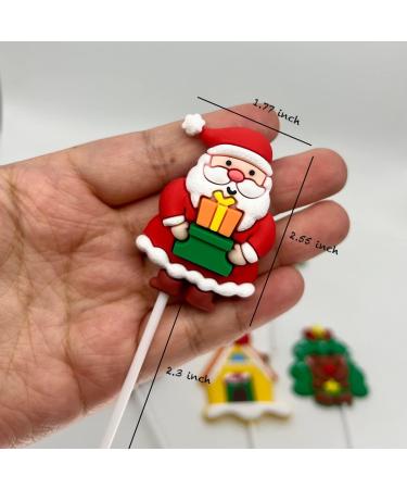 Merry Christmas Cake Topper 5pcs Christmas Cupcake Topper for Christmas Theme Party Cake Cupcake Santa Clause Xmas Tree - Buy Online on SooperMarket.com
