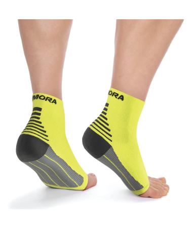 Rymora Plantar Fasciitis Support Socks -Small Arch Heel and Ankle Compression Socks -Flexible Foot Support Socks for Men and Women -Fluorescent Fluorescent (One Pair) Small: 16-21cm arch circumference