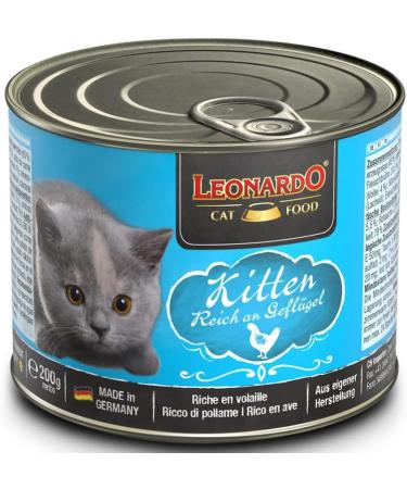 Leonardo Wet Cat Food for Kittens (6x200g) - Cereal-Free Poultry Wet Food from the Can - Buy Online on SooperMarket.com