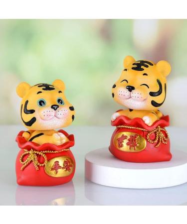 ORFOFE Digital Dash 1pc Year of The Tiger Bobble Head Ornament Crafts Office Resin Shake Your Head Red Fengshui Statue Red 1 6X6X9.5CM - Buy Online on SooperMarket.com