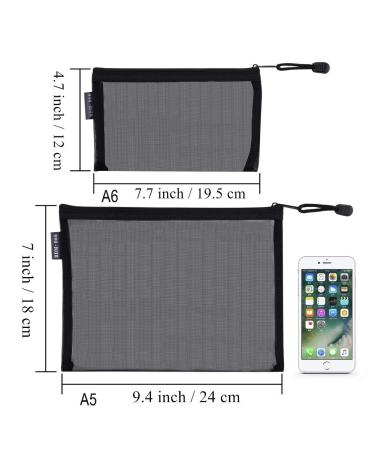 6-Piece Cosmetic Pocket Set - A5 & A6 Black Zip Bags for Travel | Stylish Pencil Case & Hanging Organizer - Buy Online on SooperMarket.com