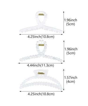3 Pack Nonslip Matte Clear Hair Claw Clips for Thick Hair - Strong Hold Jaw Hair Clamps for Women - Buy Online on SooperMarket.com