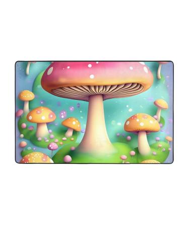 Flannel Carpet Wonderful Little Mushrooms Picture 60 x 39 in Non-Slip Durable Suitable for Living Room and Office Bedroom