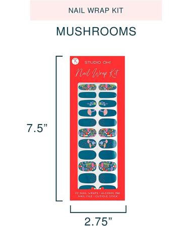 Studio Oh! Mushrooms Nail Wrap Kit - 22 Easy to Apply & Remove Designs in Various Colors - Nail Wraps for Any Outfit - Buy Online on SooperMarket.com