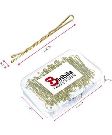 Biribila Bobby Pins 150 Pcs - Gold Hair Grips 5cm Long with Storage Box | Strong Kirby Grips for All Hair Types - Hair Styling & Make-Up Pins - Buy Online on SooperMarket.com