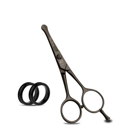 wishbeauty Hairdressing Scissors Kids Safety Round Tips and Curved Hair Scissors Children Haircut Scissors Hair Trimming Scissors Professional Salon Barber Scissors Baby (Black 4.5" Scissors)