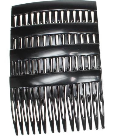 4 Pack of 7cm Plain French Side Hair Combs Slides Grips Clips Hair Accessories for Women Girls by Glitz4Girlz (Black)