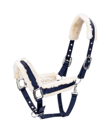 Nobleza - Knotted halter for horses padded nose and neck halter for riding training dark blue