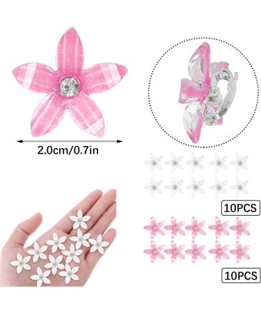 AYNKH 20 Pieces Small Lily Flower Hair Clips White Pink Rhinestone Cute Metal Pins for Girls Women Bridal Wedding Decorative Daily Hair Accessories - Buy Online on SooperMarket.com