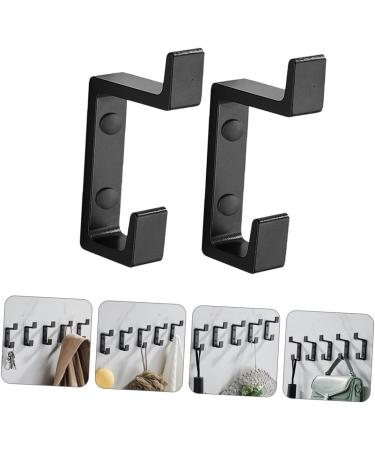 OSALADI 2pcs Up and Down Double Hook 2 Metal Clothes Home Storage Hook Towel Rack Double Fork 8.7x3cm Black - Buy Online on SooperMarket.com