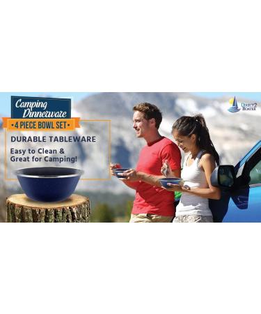 4 Pack Enamel Camping Bowls - Blue Finish for Camping, Hiking & Picnics - Buy Online on SooperMarket.com