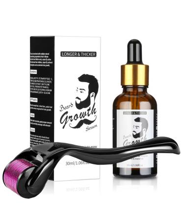 Bart care Set including Derma BartRoller for growth for men Dermaroller 0.5mm - Beard Growth Bartroller Kit Bartwuchs accelerate serum for men lets the beard and hair grow faster
