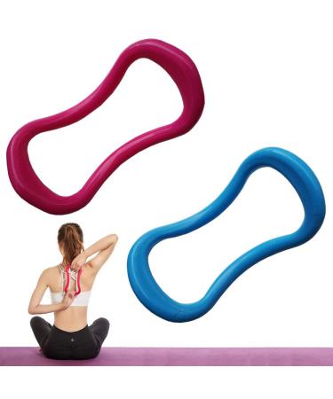 AFDG Yoga Massagering 2 pieces Yoga Ring Pilates districts fascia stretching ring fitness stretching ring for thighs and calf massage stretching training (blue and pink)