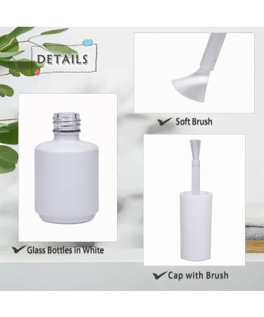 Agidea 15ML Empty Gel Nail Polish Bottles - 6 Pack Matte White Opaque Round Glass Bottles with Mixing Balls & Funnels | Refillable UV Safe Fingernail Polish Containers - Buy Online on SooperMarket.com