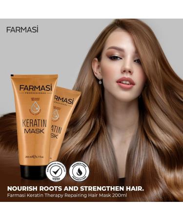 FARMASi Professional Keratin Therapy Hair Mask - Repair & Restore for Dry, Damaged, Color-Treated Hair - 6.7 fl. oz / 200 ml - Buy Online on SooperMarket.com