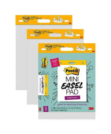 Post-it Super Sticky Mini Easel Pad, 15 x 18 Inches, 20 Sheets/Pad, 6 Pads, White Premium Self Stick Flip Chart Paper, Great for Virtual Teachers and Students (577SS)