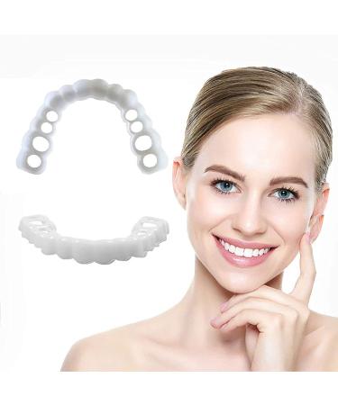 Tistik 2 pairs of cosmetic veneers teeth at the top and below immediately veneers provisional dentures prostheses teeth teeth to put on false teeth for men women tooth whitening