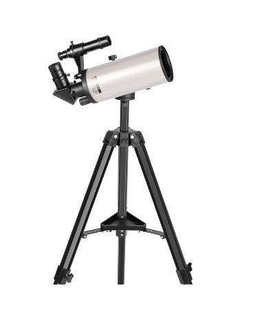 Maksutov-Cassegrain Telescope, Mak70 Telescopes for Adults Kids 1000mm Focal Length 70mm Objective Lens, Beginners Astronomy Telescope with Slow Motion Gimbal Tripod Senior Silver