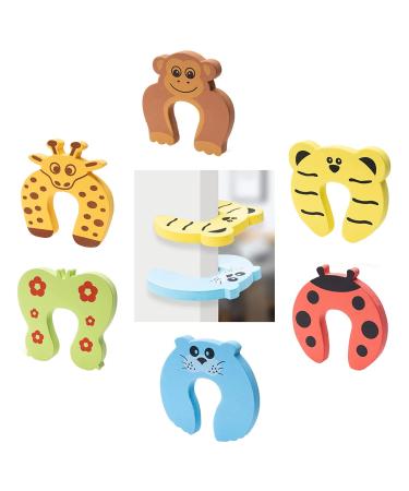 Baby foam door stopper clamping protection for baby children backup finger clamping protection door stopper child locking for windows finger clamping protection children safety brown yellow orange green blue red 6Pcs-a