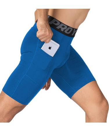 ABTIOYLLZ Men's Compression Shorts 3 Pack - Running Workout Athletic Underwear with Pocket - Black/Red/Blue - Size 84 Large - Buy Online on SooperMarket.com