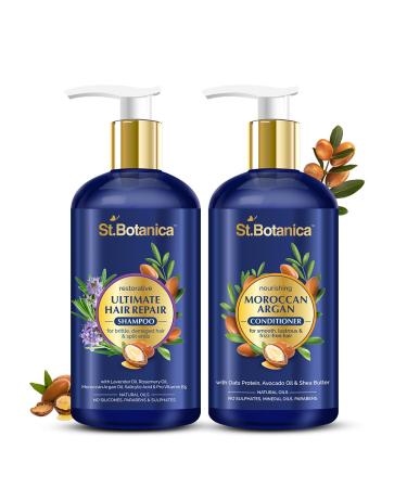 StBotanica Ultimate Hair Repair Shampoo & Moroccan Argan Conditioner 300ml - Nourish & Revitalize Hair | International Shipping - Buy Online on SooperMarket.com